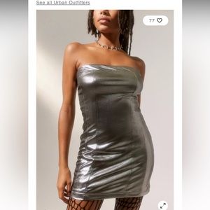 Urban Outfitters metallic disco silver mini dress